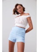 Glatte High-Waist-Shorts blau 50400 – Online-Shop – Boutique